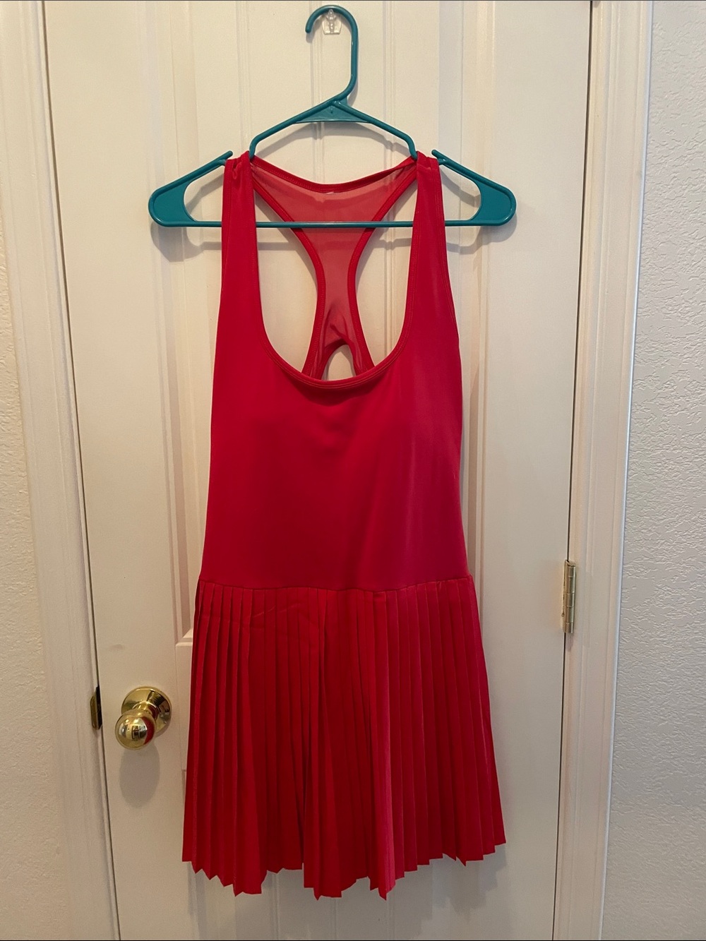 Fabletics Red Racerback Pleated Tennis Dress